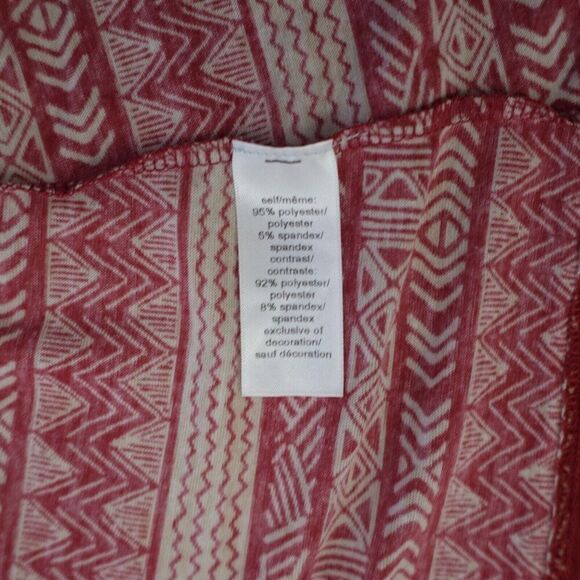 Maurices Open Top Polyester Spanex And Mesh Pink Atzec Large Blouse Bohemian - Picture 5 of 6